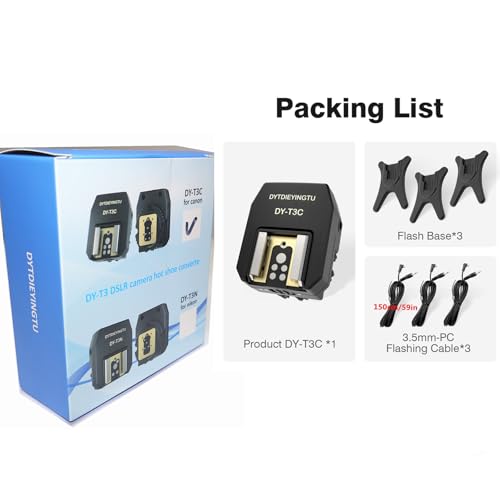 DY-T3C Set Style Multi-Functional hot Shoe Adapter, Single-Lens Reflex Camera Universal Flash Expansion Accessory/ Also Applicable Mini Camera Flash Height-Increasing Conversion Accessories - style: DY-T3C 1pcs + PC cable 3pcs