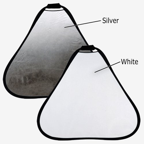 Fototdiox Pro 2-in-1 Teardrop Reflector - 48in (120cm) Premium Grade Collapsible Disc (Silver/White) - color: Silver/White, size: 48-Inch