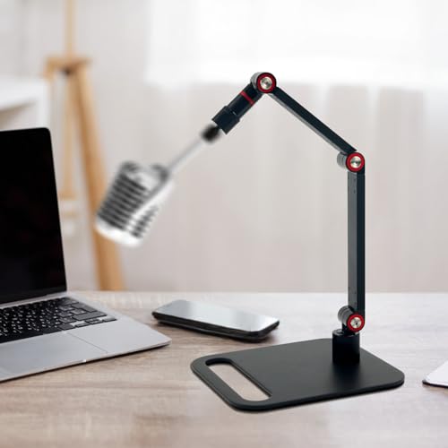 Microphone Stand Desk, Max Load 3.3lb Adjustable Desktop Mic Arm Stand with Thread Adapters for Podcast Streaming Gaming Studio Table Mount Accessories