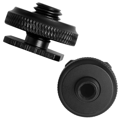 2PCS Hot Shoe Adapter 3/8 Male to 1/4 Female Single Layer Hot Shoe Bracket Extension Screw Flash Stand Tripod Phone Holder Photography Tripod Plate Converter for Video Lights Monitors