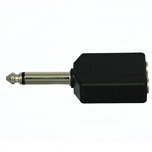 CESS 6.35mm 1/4 Inch Mono Male to 2 Female Splitter Adapter - 1/4 TS Male to Dual TS Female (2 Pack)