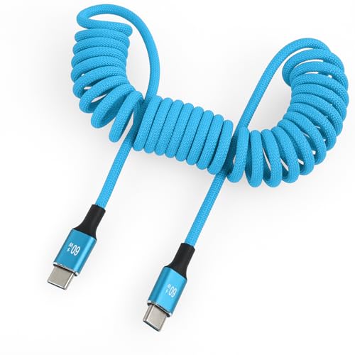 USB C to USB C Cable 60W, 480Mbps Data Transfer, for Nikon Z8, RED Komodo, SmallHD Indie 7, DJI Pocket 3 - color: Blue Braided, style: 60W