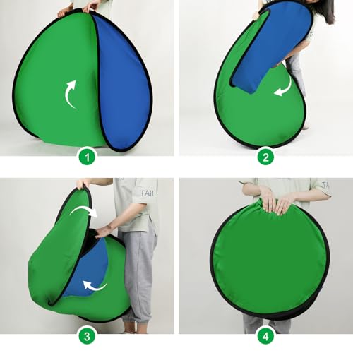 Green Screen Portable,Heorryn 3x5ft Green Blue Screen Chair Backdrop Kit Background Double Sided Pop Up Chroma Key for Photography,Live Streaming Gaming Zoom Video Chats Parties and Meeting