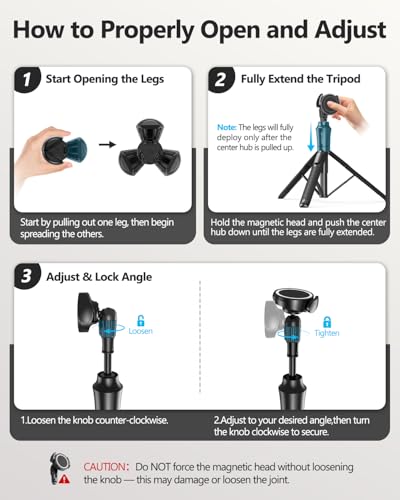 UBeesize 62'' Magnetic Selfie Stick Phone Tripod with Wireless Remote, Extendable Cell Phone Tripod Stand, Compatible with MagSafe, Cellphone Tripod for iPhone 17 16 15 14 13 12 and Android Phones - color: Black, size: 62-in