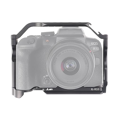 Hersmay R10 Cage with Top Handle,Aluminium Alloy Camera Cage for Canon EOS R10 Mirrorless Cameras, Vlogging Video Shooting Filmmaking Rig Stabilizer with 1/4" Mounting and 3/8" Arri Locating Hole