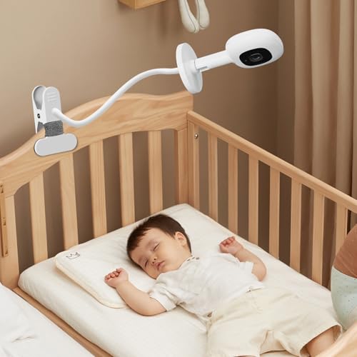Baby Monitor Mount for Nanit Pro Smart Baby Monitor & Flex Stand, Also for Cameras with 1/4 Screw Stand, Flexible Clip Clamp Mount Adjustable Monitors Holder Without Tools or Wall Damage - size: 7.87 inch