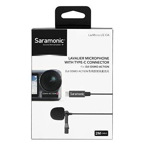 Saramonic LavMicro U3-OA | Compact Clip-On Omnidirectional Lavalier Microphone Designed for DJI Osmo Action with 6.6' (2m) Cable & USB-C Connector