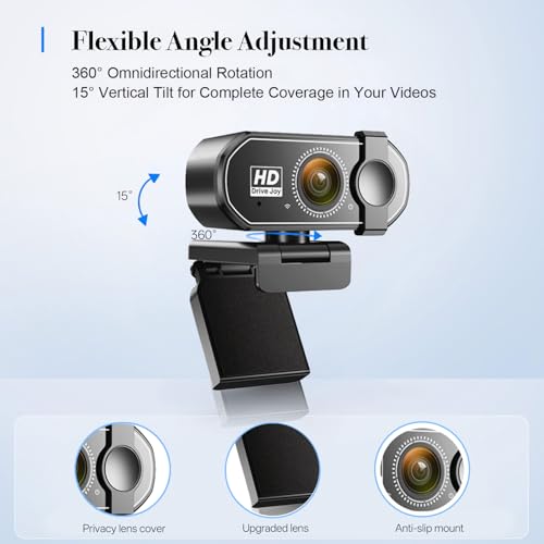 1080P Webcam with AF Auto-Focus, Independent ISP Noise Reduction & Dual Noise-Canceling Mics, Plug&Play Computer Camera for Zoom/Teams/Facetime