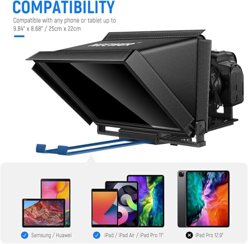NEEWER X12 14 inch Aluminum Alloy Teleprompter for iPad Tablet Smartphone DSLR Cameras with Remote Control, Carry Case, APP Compatible with iOS/Android for Online Teaching/Vlogger/Live Streaming - style: X12