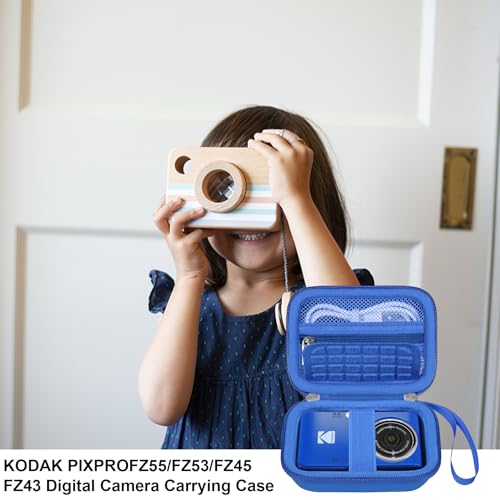 Elonbo Camera Carrying Case for KODAK PIXPRO FZ55 / FZ53 / FZ45 / FZ43 16MP Digital Camera, Vlogging Camera Storage Holder Travel Bag, Mesh Bag Fits Batteries, Cable, Memory Card, Blue - color: Blue