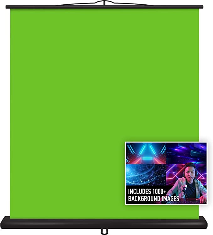 Valera Creator Green Screen – Collapsible Chroma Key Panel,+1000 Free Backgrounds Included, Portable Retractable Wrinkle Resistant Fabric Backdrop, Adjustable Height, 10 Second Setup