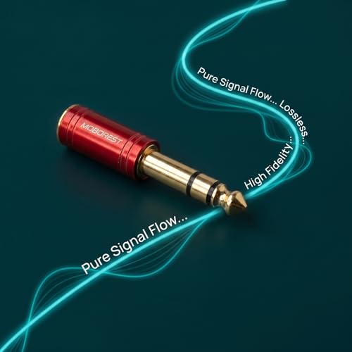 MOBOREST 6.35mm (1/4 inch) Male to 3.5mm (1/8 in) Jack Stereo Female Adapter Conversion Plug Adaptor Cable Copper RED 1PCS - color: -RED-1PCS