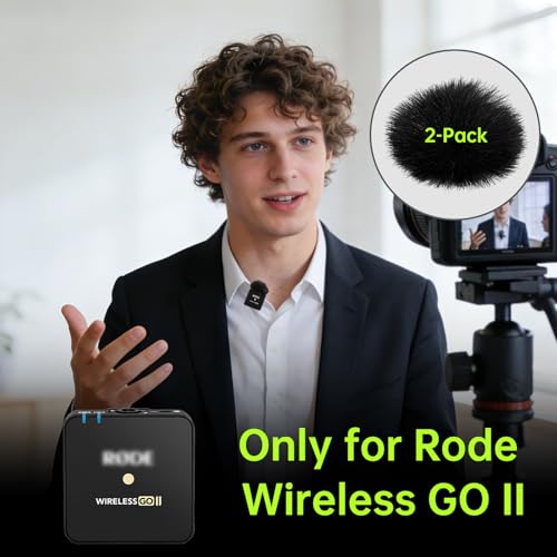 Premium Furry Windscreen Windshield Dead-cat for Rode Wireless Go Microphones (2PCs-Black, Rode Wireless Go II) - color: 2PCs-Black, size: Rode Wireless Go II