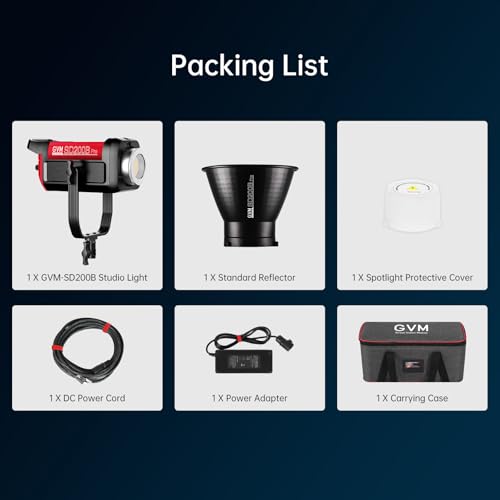 GVM LED Video Light Studio, 200W Studio Light Continuous Lighting Kit for Bluetooth Mesh Network/DMX Control, 45400lux/1m Photography Lighting Kit with Video Recording,12 Lighting Effects - size: 200W