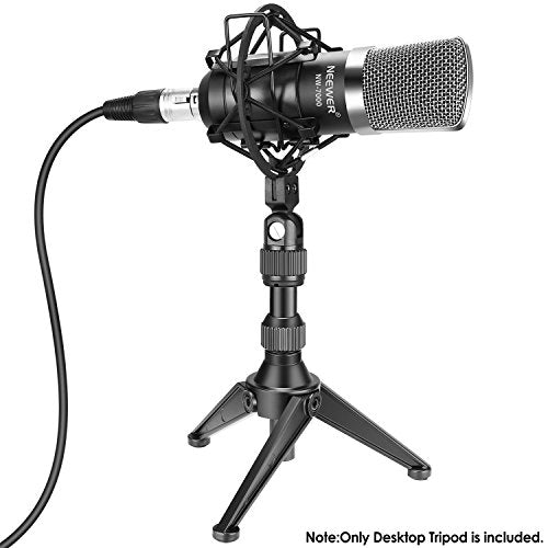 Neewer Foldable Iron Mini Desktop Microphone Tripod Stand, Adjustable Height 4.9-7.5 inches/12.5-19 centimeters for Lectures, Podcasts, Online Chat, Meeting, Screencasts and More (NW-050)