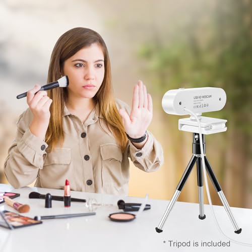 2K Webcam for PC, Webcam with Microphone and Tripod, Auto Light Correction, USB Camera Plug and Play, 90° Wide FOV, Privacy Cover, Works with Skype, Zoom, Meet, Teams, PC, Laptop, Mac, Tablet - style: 2K Webcam with Tripod and Mic