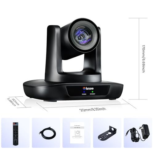 AI Auto Tracking PTZ Camera 3G-SDI/USB3.0/HDMI/LAN IP PoE Live Streaming 20X Optical and 8X Digital Zoom Camera 1080P 60FPS for Church Services Worship Education Events vMix OBS YouTube - color: pitch black