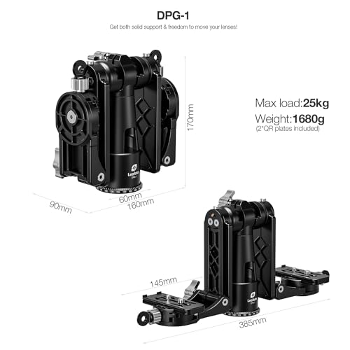 Leofoto Dual-Camera Gimbal Head, Professional Videographer Foldable Gimbal Head with 360° Panorama Shooting and 3/8” Screw Threaded for Cameras/Spotting Scopes, Max Load to 25kg/55.12 lb (DPG-1) - color: DPG-1-Max Load 55.12lb