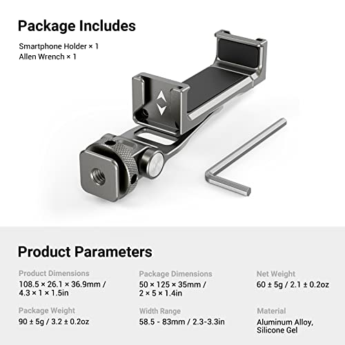 SmallRig Multifunctional Universal Cell Phone Mount Adapter, Phone Tripod Mount with Cold Shoe, Phone Holder for iPhone 16 15 14 13 12 11, Fits for Tripod Monopod Phone Cage Camera cage-3559
