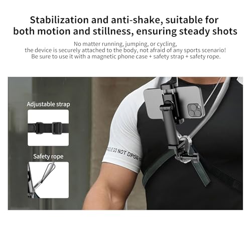 Quick Release Neck Cell Phone Holder for Smartphone and Action Cameras – Hands-Free POV/Vlog Neck Holder Compatible with iPhone Android GoPro DJI Insta360 Devices