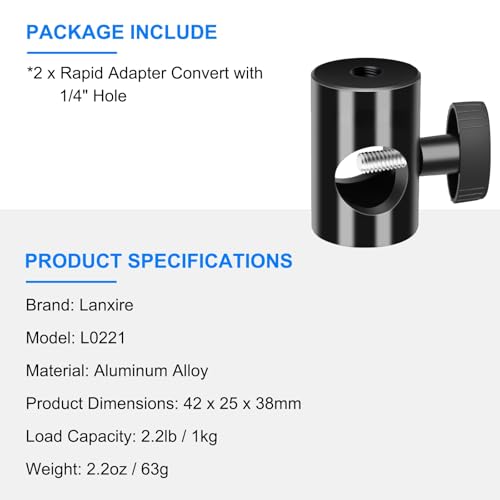 Rapid Adapter Convert 2-Pack, Multi-Functional Light Stand Tip Adapter — Fit for Studio Monitor Stand, Camera Mount, Photo Studio Photography Light Stand