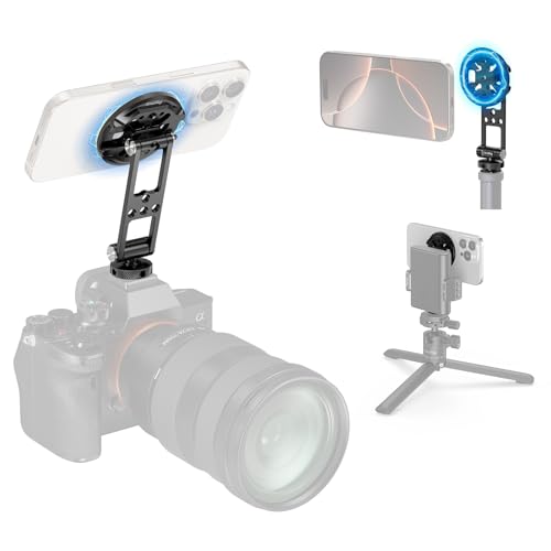SMALLRIG Magnetic Metal Phone Mount with Cold Shoe Mount, Adjustable Rotatable Phone Tripod Holder Adapter for iPhone 17/16/15, Camera Monitoring, Tripods, Stabilizers - 5156 - size: Phone Tripod Holder
