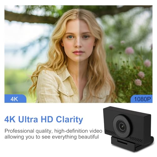 MEGREZ 4K Webcam with Microphone, AutoFocus HD USB C Web Camera with Privacy Cover, Plug & Play Streaming Webcam for Zoom Meetings, Skype, YouTube, Laptop/Desktop/PC