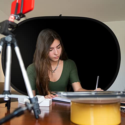 Selens Black White Backdrop 59x39.3inches Pop Up Collapsible Background with Carrying Bag for YouTube Streaming Photo Studio Photography - color: Black White, size: 39 x 59 inches