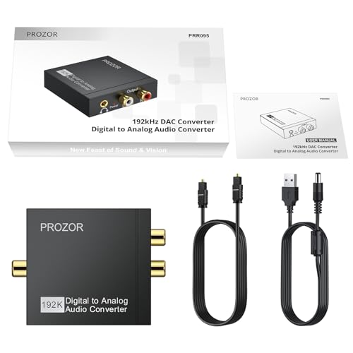 PROZOR 192KHz Digital to Analog Audio Converter, DAC Optical to Analog L/R RCA 3.5mm Converter, Digital SPDIF Toslink Optical to 3.5mm Jack Adapter for PS3 HD DVD PS4 Amp Apple TV Home Cinema - size: Lightweight Shell, style: 2.0CH PCM