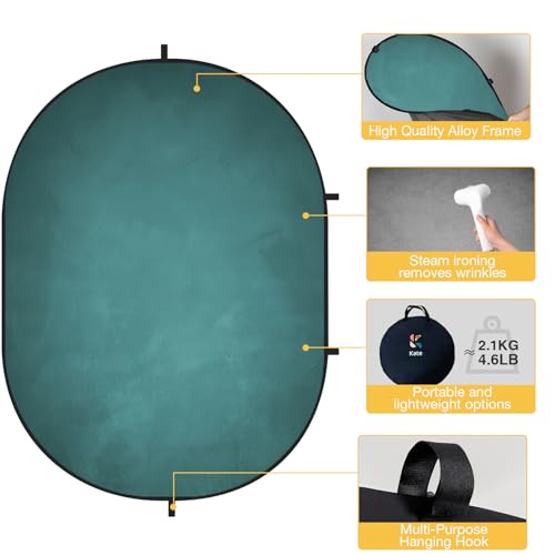 Kate Pop up Backdrop Gray Green Collapsible Backdrops for Photography Studio Portable Backdrop for Headshot, 5x6.5ft