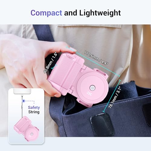 Phone Camera Grip Smartphone Photography Shooting Clip with Tripod Mount & Detachable Wireless Shutter Remote Control, Phone Selfie Grip Handle Stand for iPhone Samsung Android Phone Vlog Video Pink - color: Pink