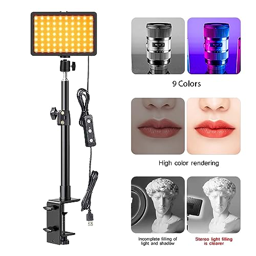 2 Pack Streaming Key Light with Desk Stand C-Clamp Stand Dimmable Video Panel Light for Video Recording Conference Webcam Laptop Zoom