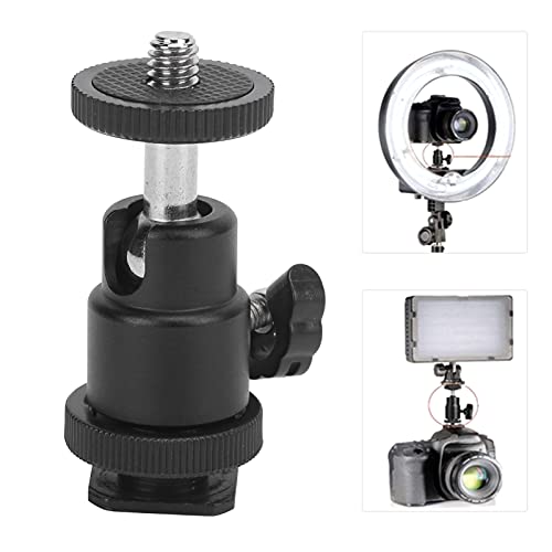 Mini Ball Head 360 Degree Panoramic Tripod Head with 1/4' Screw & Cold Shoe, All Metal Camera Mount Adapter for DSLR, Monopod, Light Holder, Action Cam, Smartphone