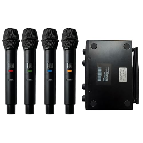 MELONARE 4-Channel Wireless Microphone System, UHF Compact Cordless Mic Set w/ 4x10 Frequencies, 200ft Range, Dynamic Handheld Microphone for Singing, Karaoke, Church, DJ, Wedding (MWM-41-4H) - size: 4 Handheld Mics