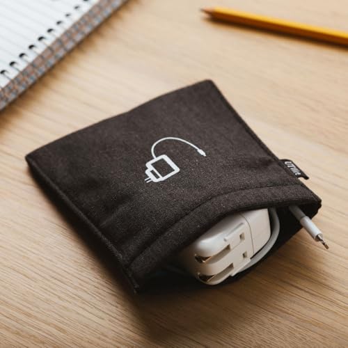 UT Wire Pocket Snap & Store Charger Case Pouch, Black with Solid Grey - color: Black, size: Charger Case