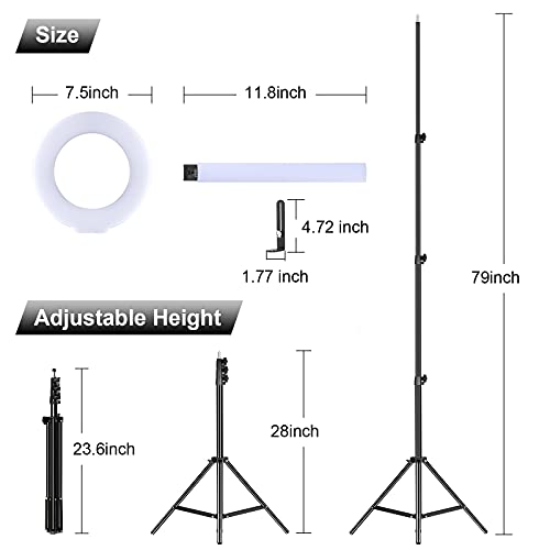 GVM Ring Light Kit with Tripod, 90W LED Circle Light with Detachable Light Bars Adjustable 3200K~5600K CRI 97+ Dimmable Bicolor LED Video Light for YouTube/Makeup/Vlogs/Live Streaming