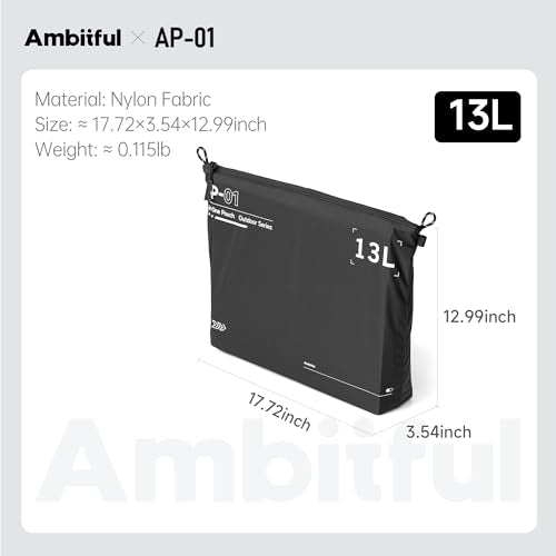 AMBITFUL AP-01 Water-Resistant Organizer Pouch, Ultra-Light Travel Storage Bag for Camera Accessories, Cables, Toiletries and Outdoor Gear (XL(13L)) - size: XL(13L)