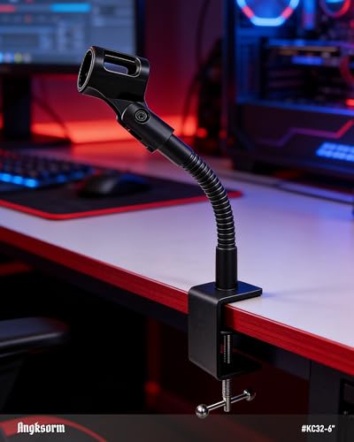 6-INCHS Flexible Gooseneck Microphone Stand with Heavy Duty Desk Clamp for Podcast, Meetings, Lectures, Radio Broadcasting Studio, Live Broadcast Equipment, TV Stations - size: 6-INCH