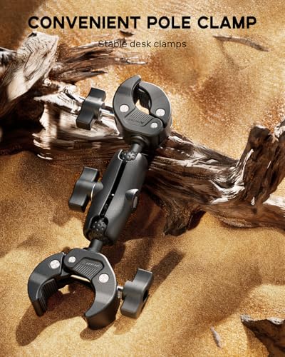 Double Super Clamp Mount Umbrella Clamp Motorcycle Camera Pole Mount Desk Holder Accessories