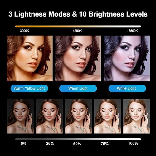 6" Ring Light with Clamp Mount & 10 Brightness Level,Desktop Light for Remote Meeting, YouTube, Selfie, Makeup, Live