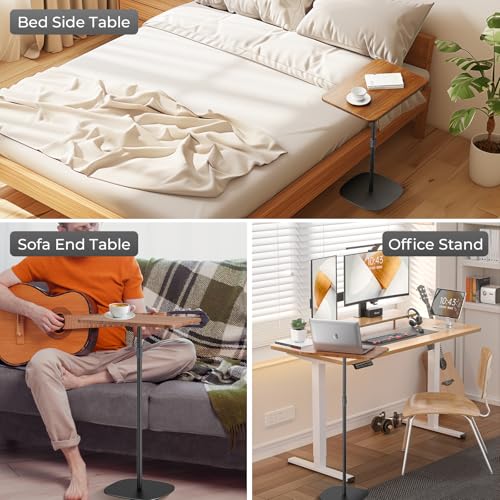 Portable Laptop Floor Stand, Bedside/Sofa Table with Height Adjustable 18''~48'', Sleek Wooden Lectern Standing Desk Mobile Podium for Home, Office, School, Black - color: Black