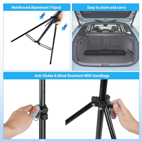 Adjustable Photography Backdrop Stand Kit 10x7ft(W*H)– Photo Studio Background Support with 4 Crossbars, 4 Clamps, 2 Sandbags (with 10 * 7 Feet White Backdrop Curtain) - color: White