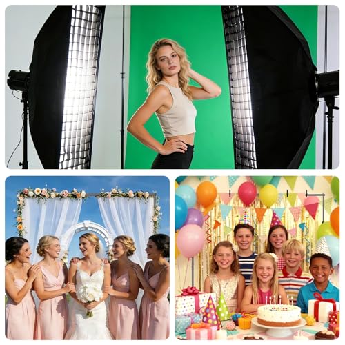 8x10 ft Adjustable Green Screen Backdrop Kit with Stand, Photo Background Support System for Video Streaming, Photography, Studio, Parties, Events - size: 8x10 ft