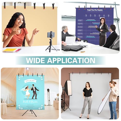 T-Shape Backdrop Stand 8x5.3FT, Height and Width Adjustable Background Stand for Parties,Green Screen Holder with 6 Spring Clamps - size: 8x5.3ft