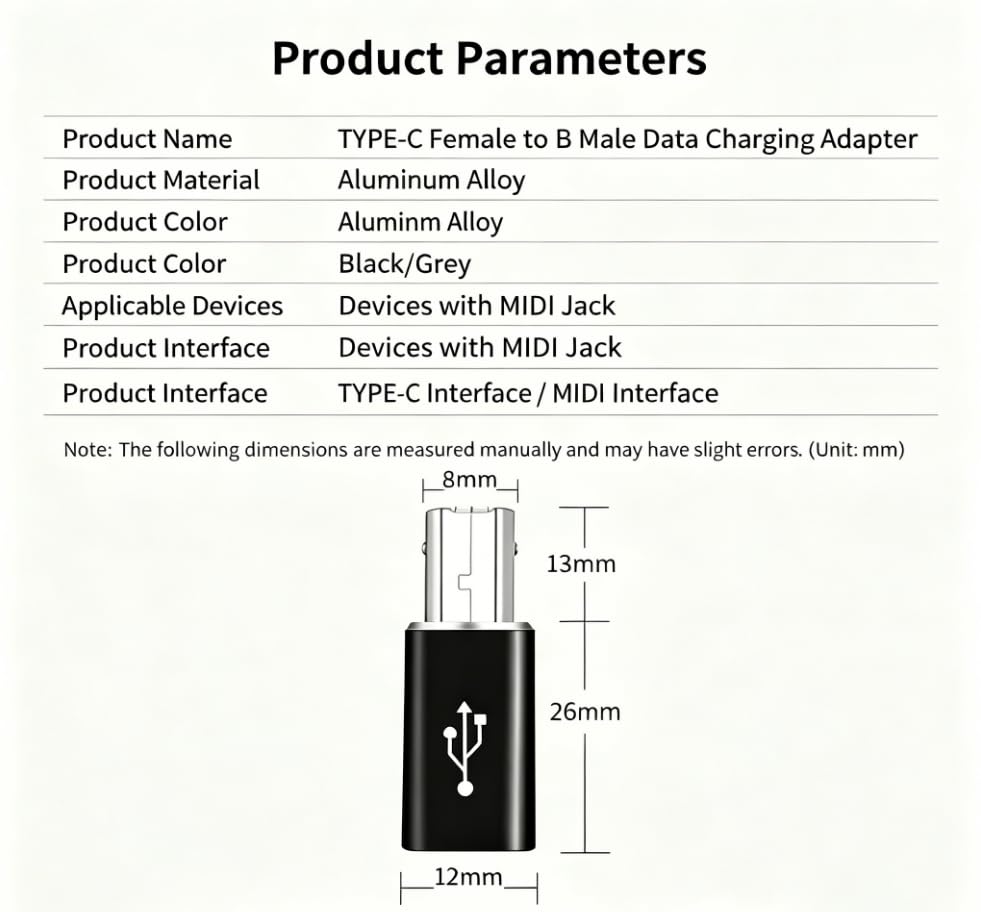 USB B to USB C Adapter, Computer-Cable-USB-to-USB-Adapters, Type C Female to USB Male, Support Data Sync, for Scanner, Printer, Camera, Electric Piano, Laptops