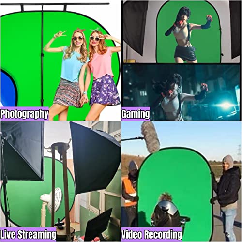 Blue Green Screen Backdrop Double Sided Collapsible Greenscreen Backdrop with Carrying Bag,Portable Pop Up Green Screen Background for Streaming Webcam (Blue & Green, 47.2 * 59.1") - size: 47.2*59.1"(No stand)
