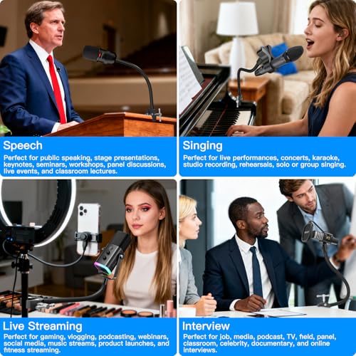 ZealSound Gooseneck Microphone Stand with Clamp, Flexible 19'' Boom Arm Mic Mount for Desk & Pipes, Compatible with Blue Yeti, Snowball, Razer, Pyle, Podcasting & Streaming