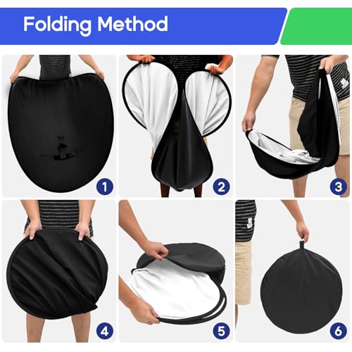 Black White Screen Chair Backdrop, 56inch Collapsible 2-in-1 Black Screen and White Screen Portable Pop Up Background for Video Chats, Webcam, Photography, Photo Zoom, Streaming Games - color: Black/White
