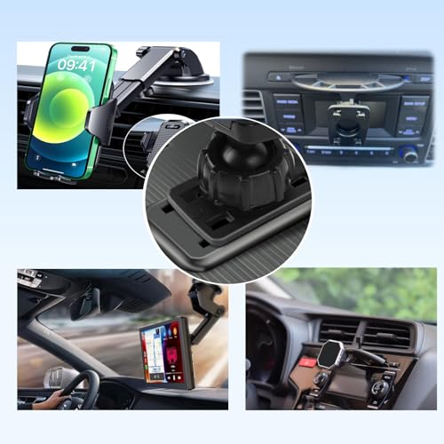 4PCS Tightening Nut with 4 Button Lock Replacement 17mm Ball Joint Mount Socket for Carplay Screen Phone Holder Backup Camera Monitor GPS Car Auto Stereo