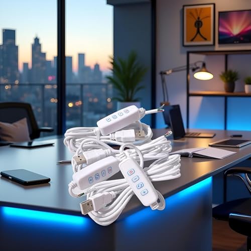2Pcs White DC5V USB LED Dimmer Extension Cable with On/Off Switch Adapter LED Dimming Controller for LED Light Bulb Lamps USB-Port Power Cable for Led Light Bulb Lamps